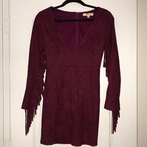 Maroon Suede Fringe Dress